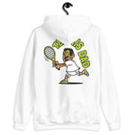 Tennis Black Hair Tan Skin Tone No-Glasses Short Moustache Dad Hoodie