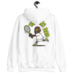 Tennis Brown Hair Dark Skin Tone No-Glasses Bald Moustache Dad Hoodie