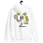 Tennis Brown Hair Light Skin Tone Glasses Bald Moustache Dad Hoodie