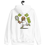 Tennis Brown Hair Tan Skin Tone Glasses Bald Moustache Dad Hoodie
