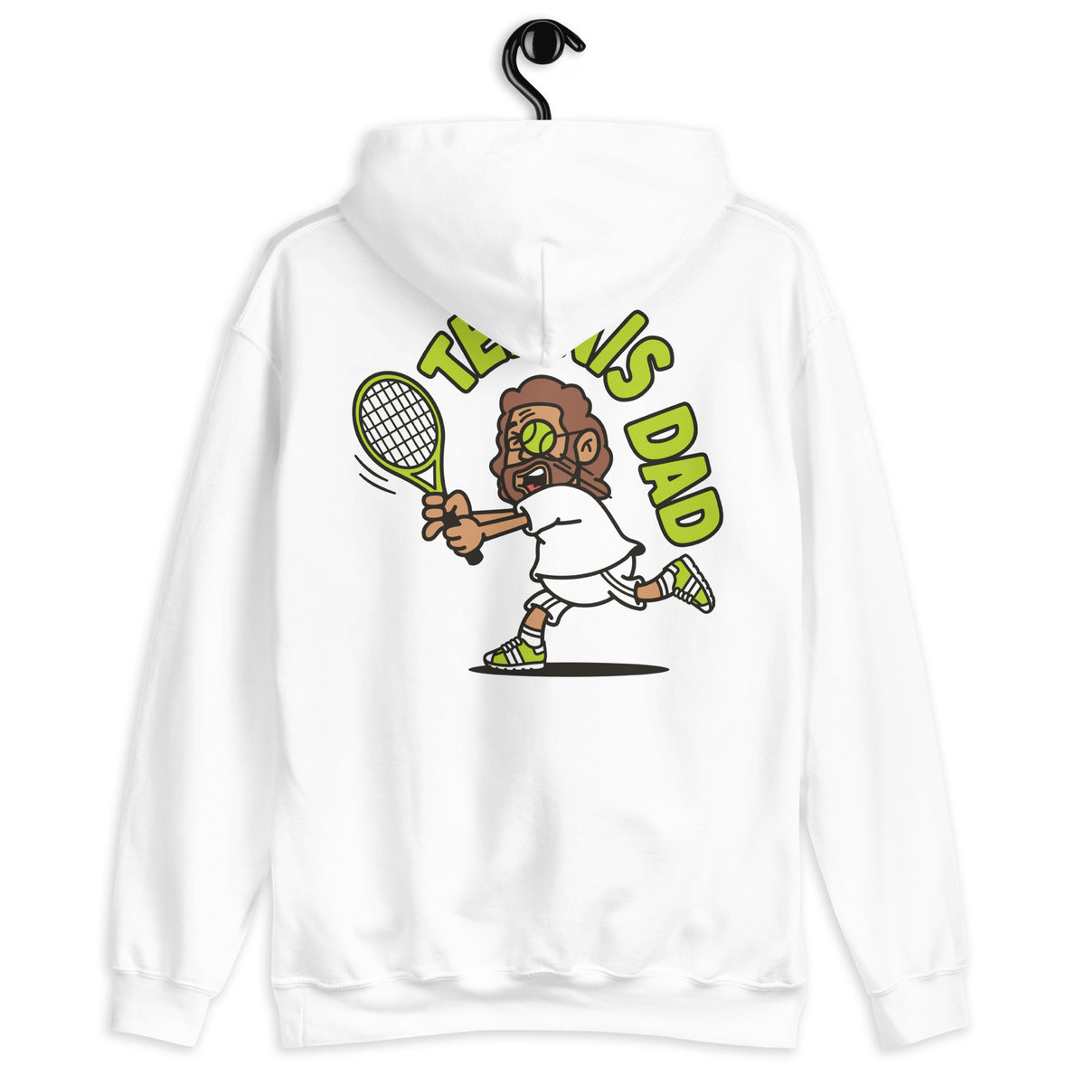 Tennis Brown Hair Tan Skin Tone Glasses Long Beard Dad Hoodie