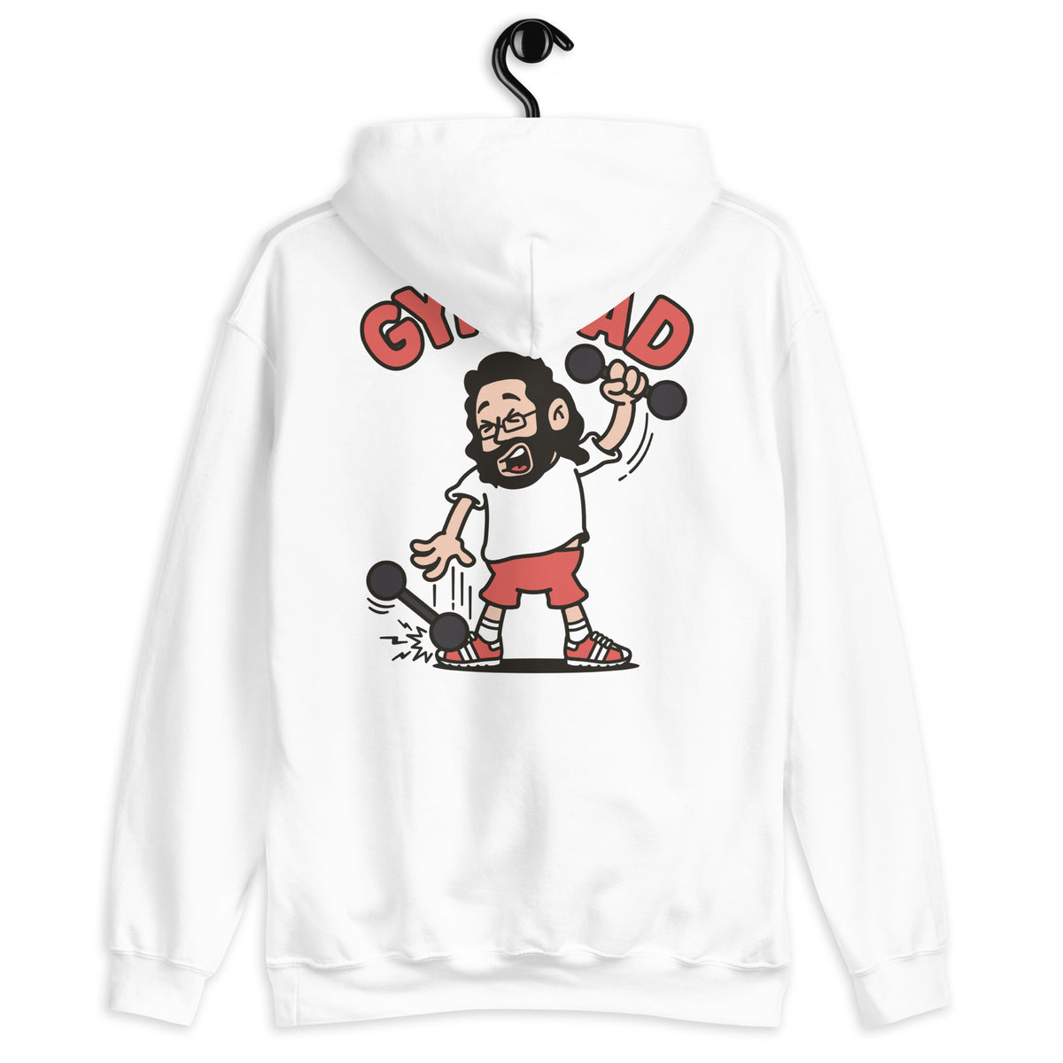 Gym Black Hair Light Skin Tone Glasses Long Beard Dad Hoodie