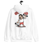 Gym Black Hair Light Skin Tone Glasses Long Moustache Dad Hoodie