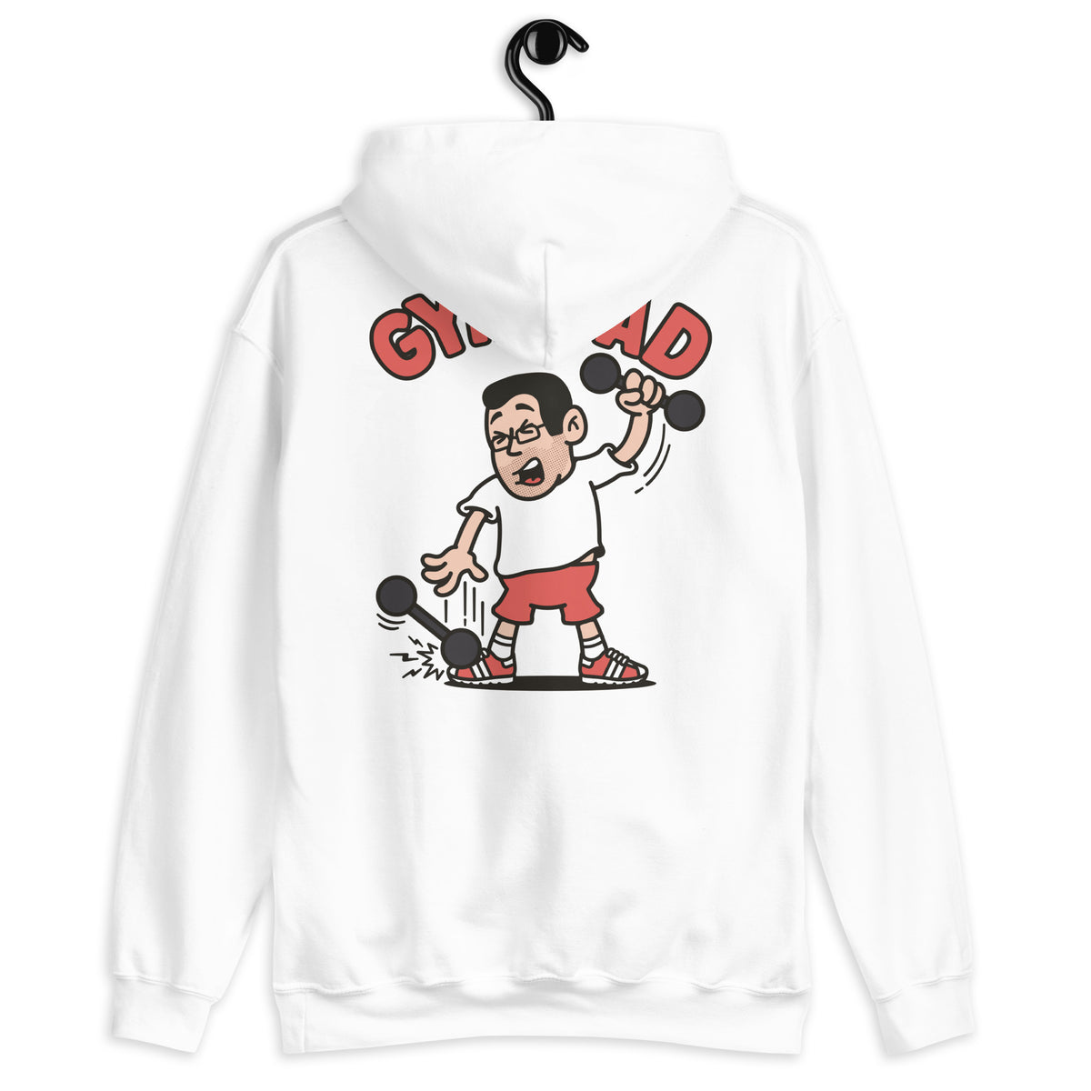 Gym Black Hair Light Skin Tone Glasses Short Stubble Dad Hoodie