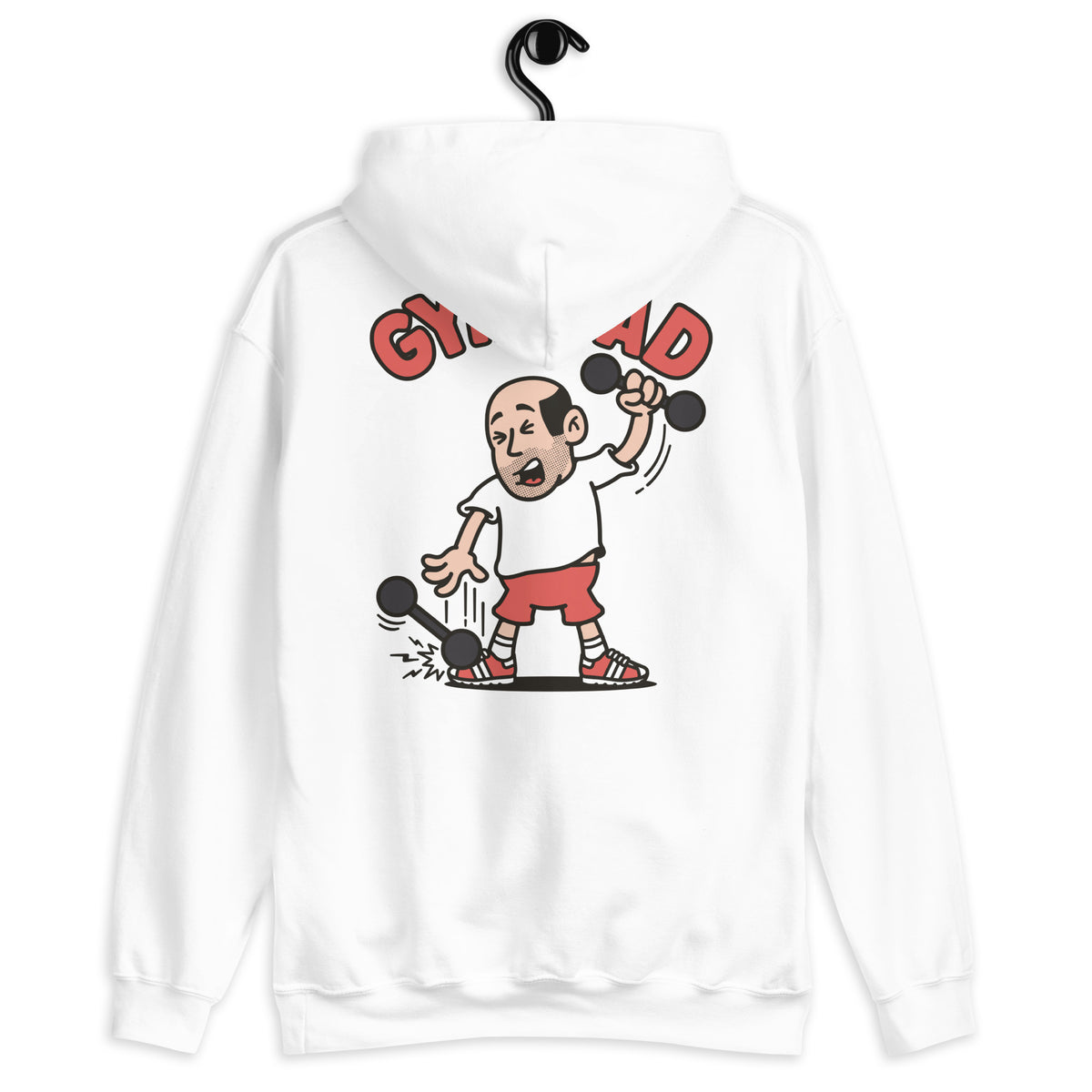 Gym Black Hair Light Skin Tone No-Glasses Bald Stubble Dad Hoodie