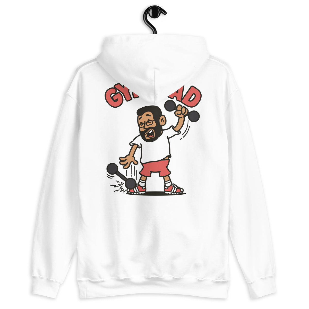 Gym Black Hair Tan Skin Tone Glasses Short Beard Dad Hoodie