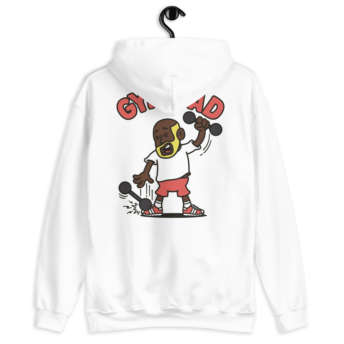 Gym Blond Hair Dark Skin Tone No-Glasses Bald Beard Dad Hoodie