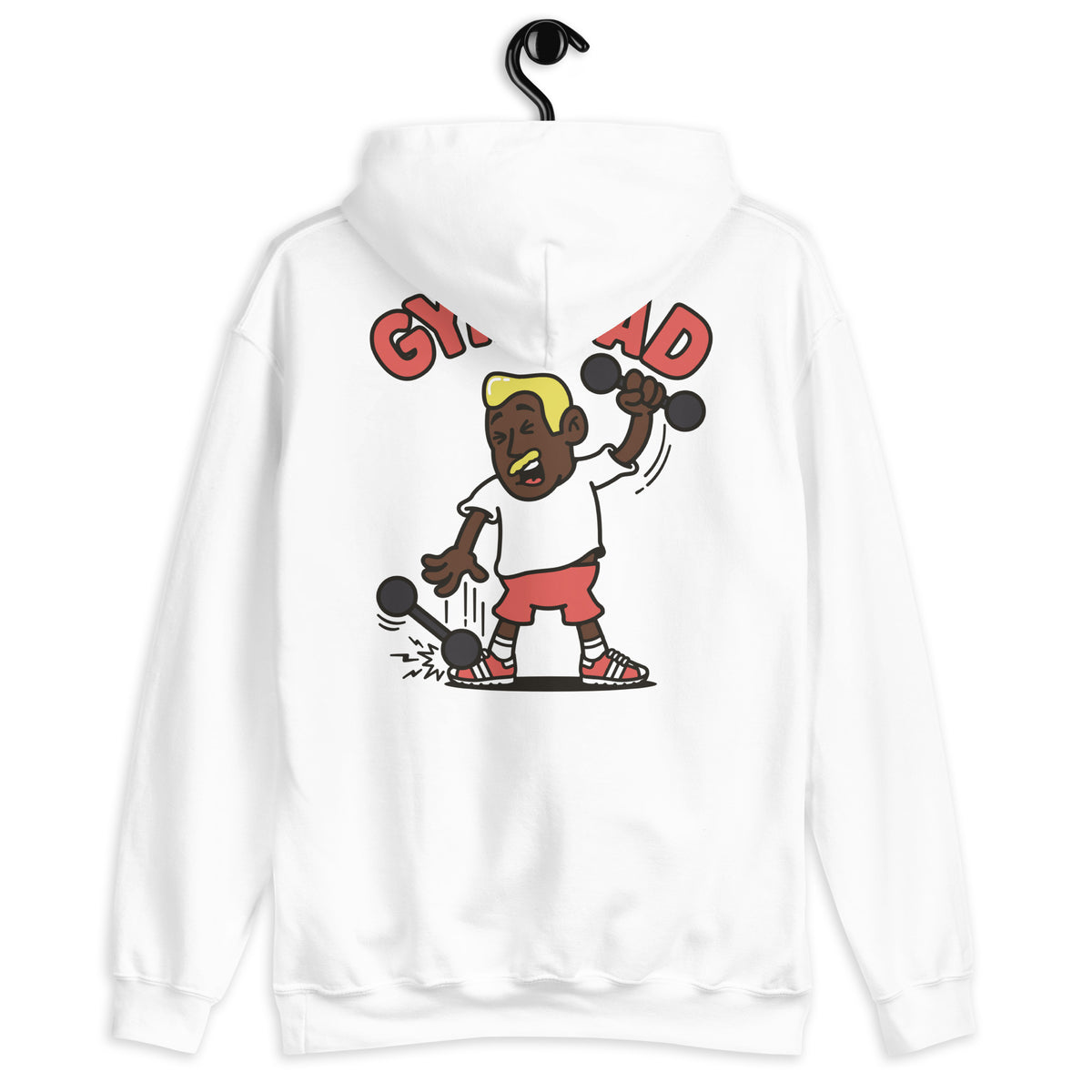 Gym Blond Hair Dark Skin Tone No-Glasses Medium Moustache Dad Hoodie