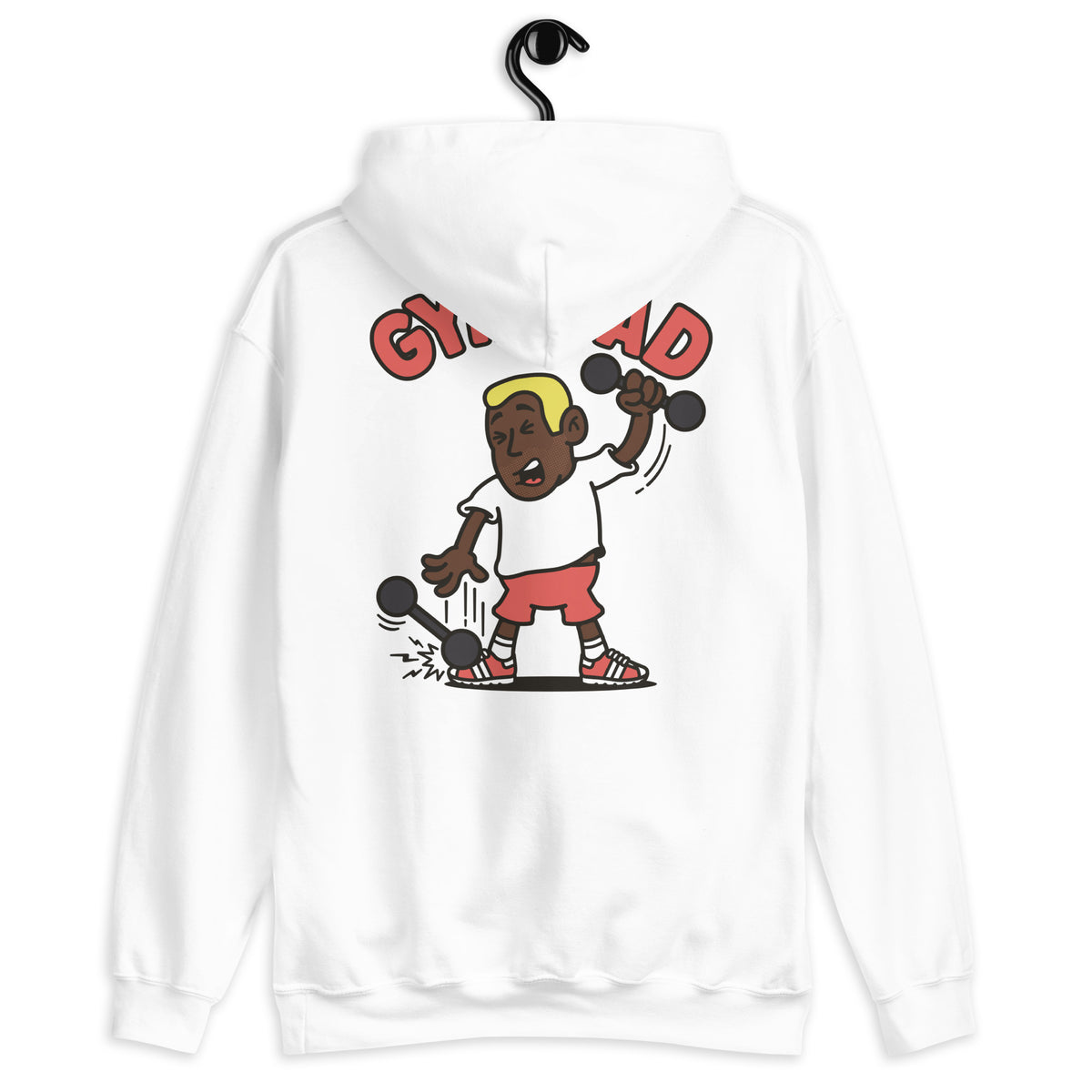 Gym Blond Hair Dark Skin Tone No-Glasses Short Stubble Dad Hoodie