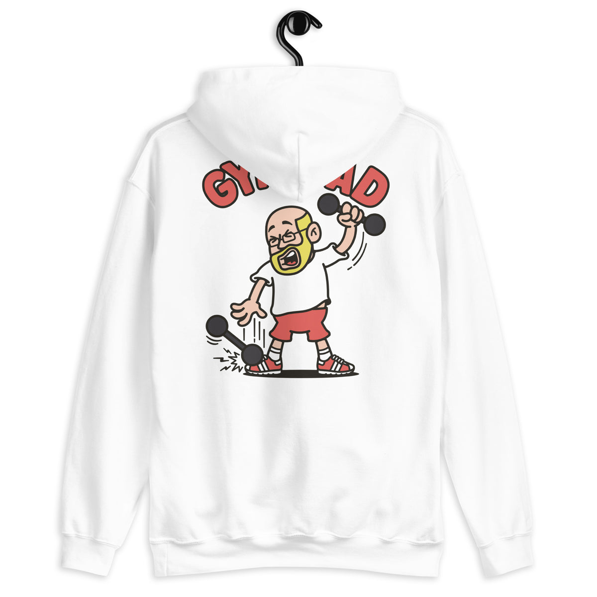 Gym Blond Hair Light Skin Tone Glasses Bald Beard Dad Hoodie