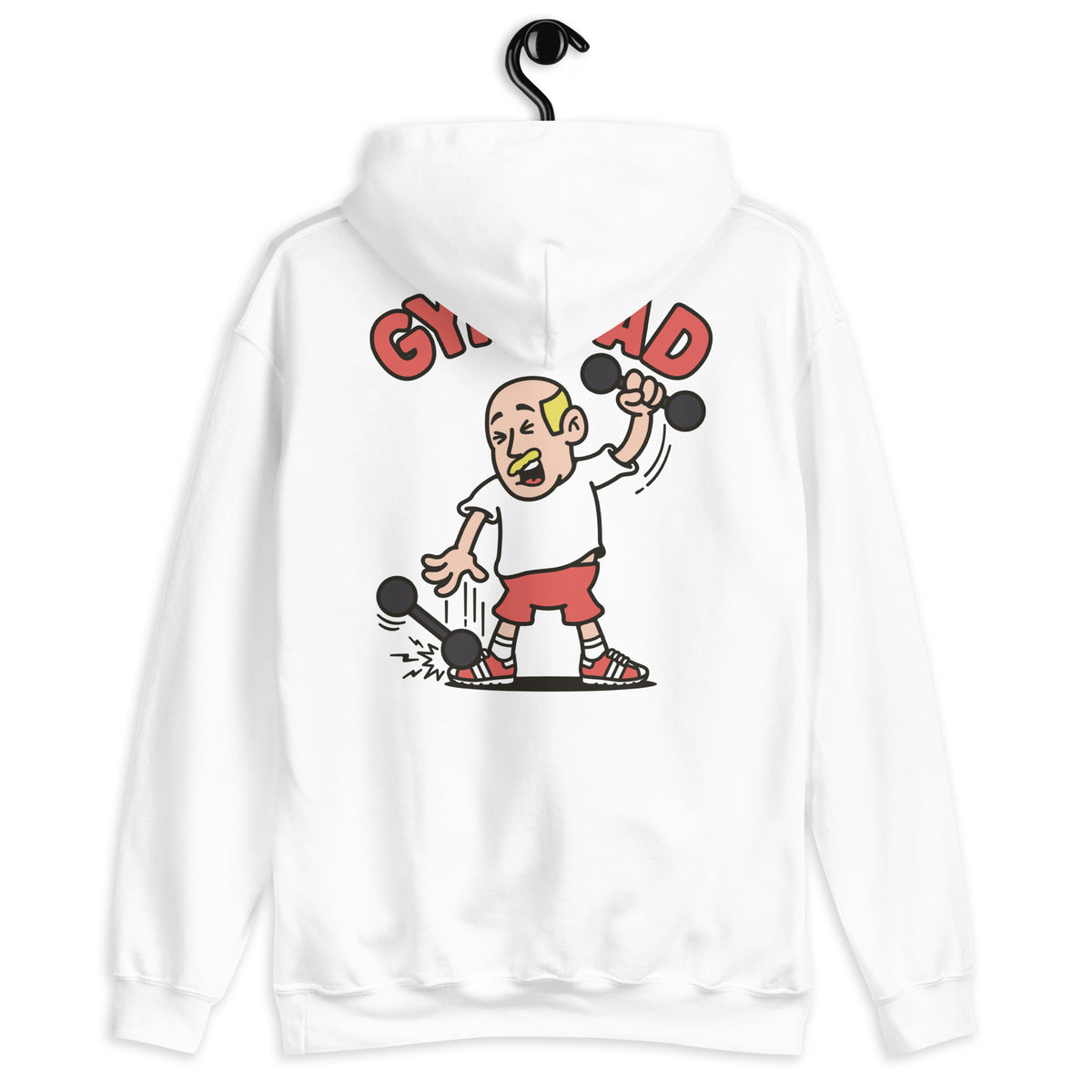 Gym Blond Hair Light Skin Tone No-Glasses Bald Moustache Dad Hoodie