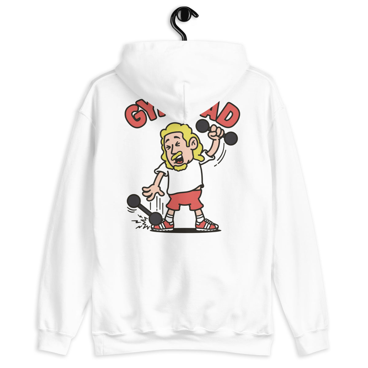 Gym Blond Hair Light Skin Tone No-Glasses Long Moustache & Chin Beard Dad Hoodie