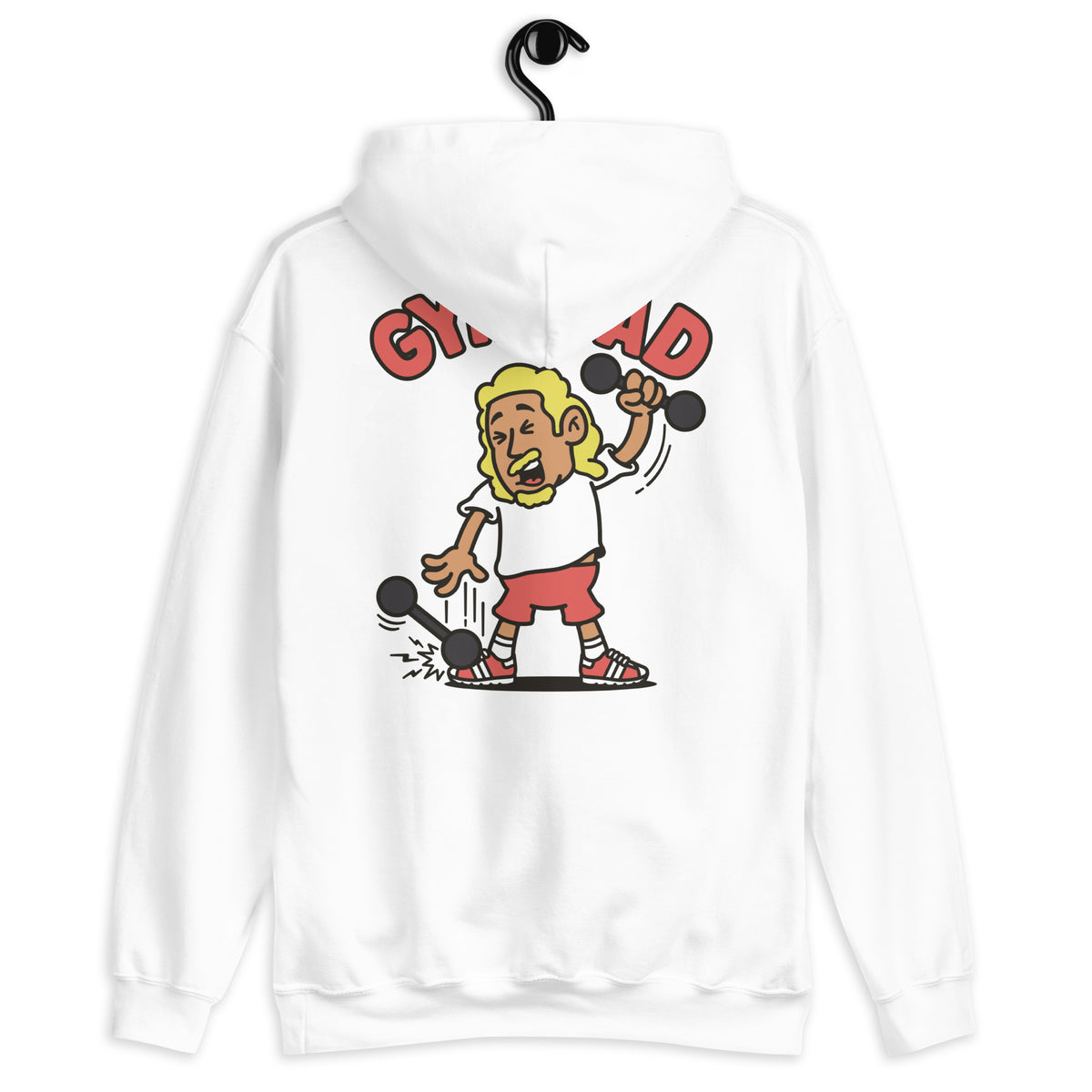 Gym Blond Hair Tan Skin Tone No-Glasses Long Moustache & Chin Beard Dad Hoodie