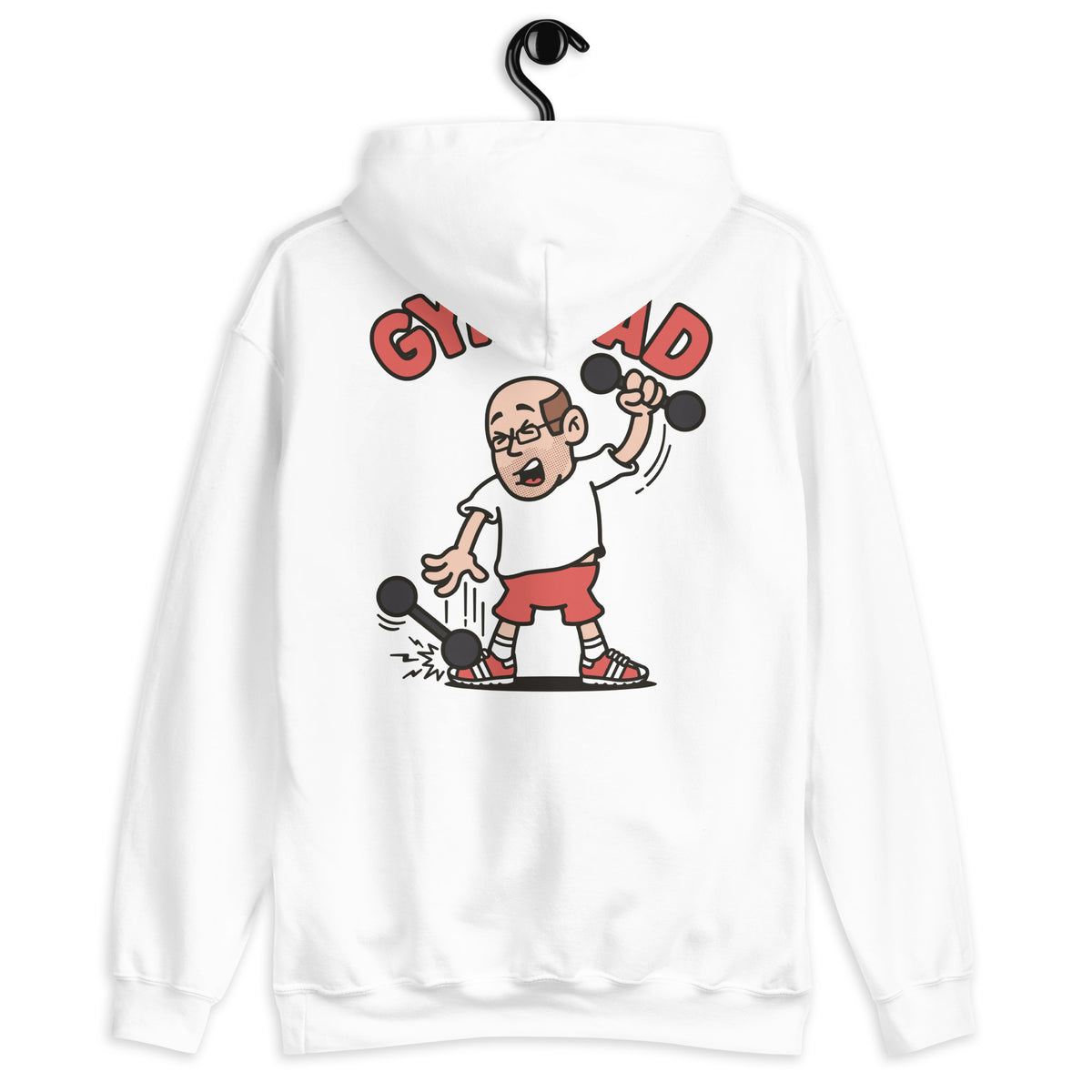 Gym Brown Hair Light Skin Tone Glasses Bald Stubble Dad Hoodie