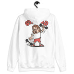 Gym Brown Hair Light Skin Tone Glasses Long Moustache Dad Hoodie