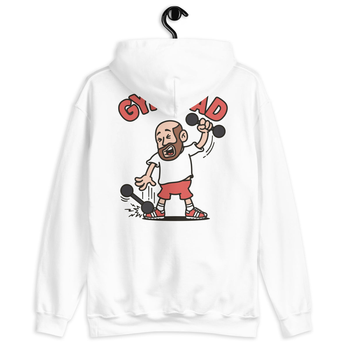 Gym Brown Hair Light Skin Tone No-Glasses Bald Beard Dad Hoodie