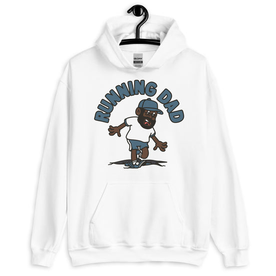 Running Black Hair Dark Skin Tone Glasses Beard Dad Hoodie