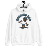 Running Black Hair Dark Skin Tone Glasses Moustache Dad Hoodie