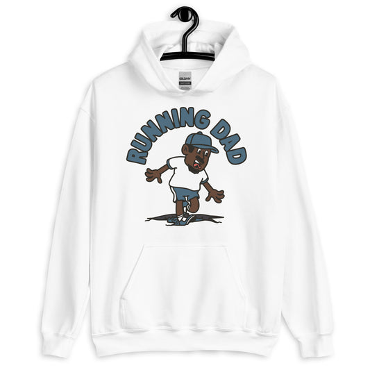 Running Black Hair Dark Skin Tone No-Glasses Moustache & Chin Beard Dad Hoodie