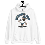 Running Black Hair Light Skin Tone Glasses Beard Dad Hoodie