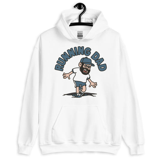 Running Black Hair Light Skin Tone Glasses Beard Dad Hoodie