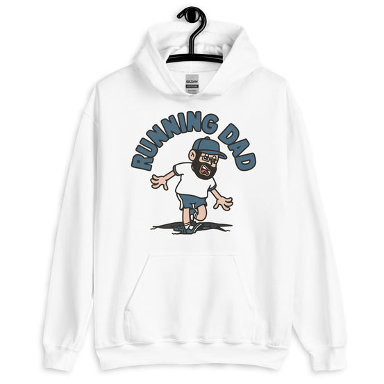 Running Black Hair Light Skin Tone Glasses Beard Dad Hoodie