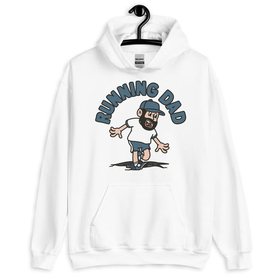 Running Black Hair Light Skin Tone No-Glasses Beard Dad Hoodie