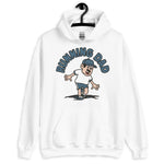 Running Black Hair Light Skin Tone No-Glasses Moustache Dad Hoodie