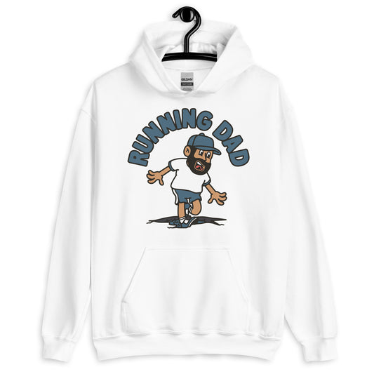 Running Black Hair Tan Skin Tone No-Glasses Beard Dad Hoodie