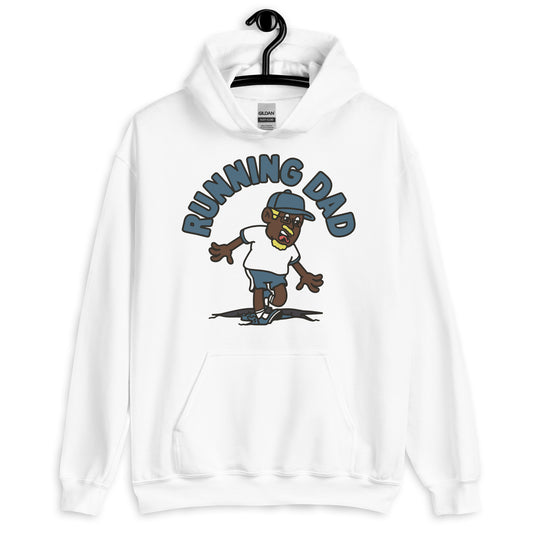 Running Blond Hair Dark Skin Tone Glasses Moustache & Chin Beard Dad Hoodie