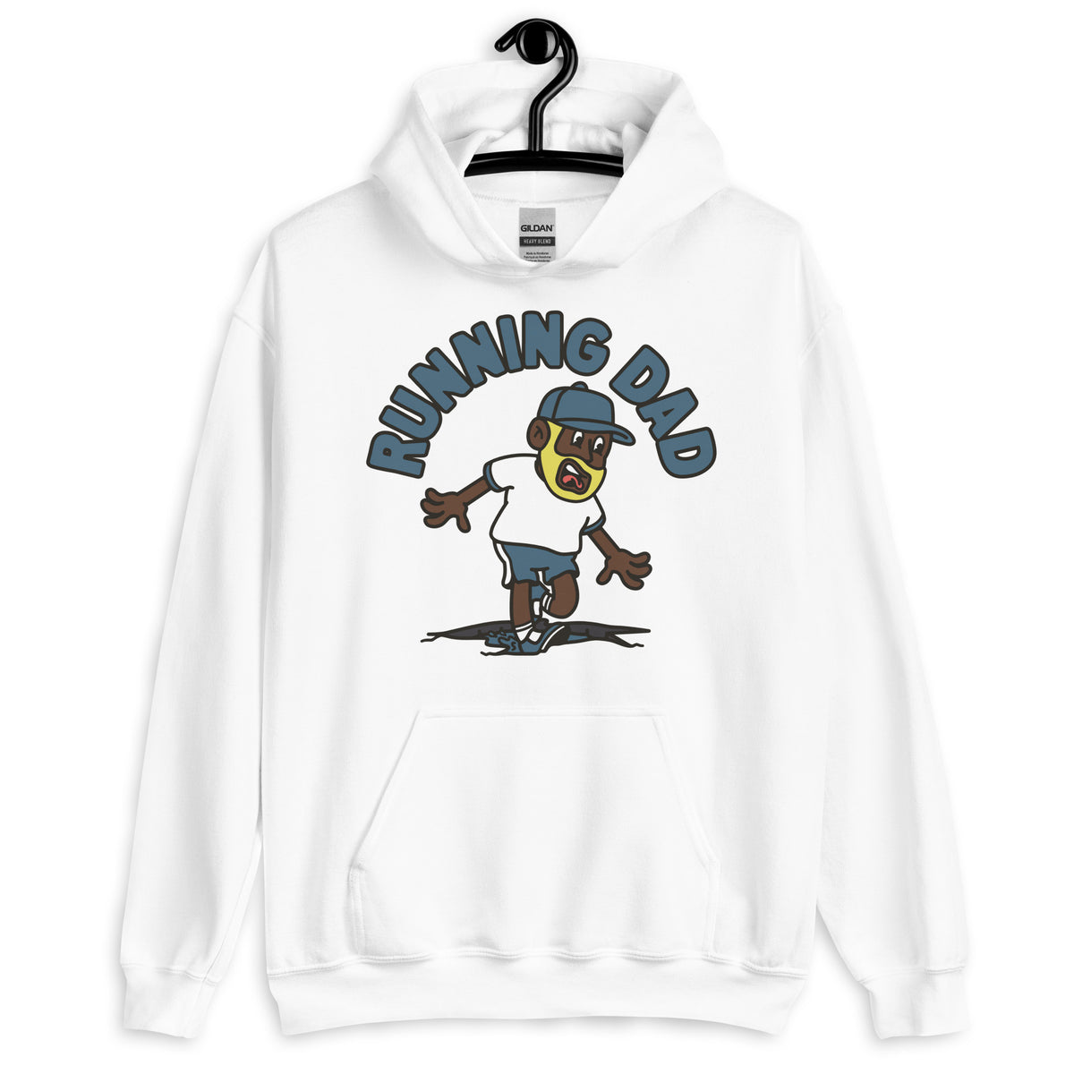 Running Blond Hair Dark Skin Tone No-Glasses Beard Dad Hoodie