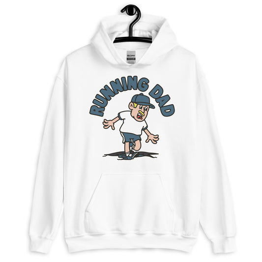 Running Blond Hair Light Skin Tone No-Glasses Moustache Dad Hoodie