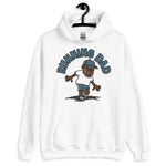 Running Brown Hair Dark Skin Tone Glasses Beard Dad Hoodie