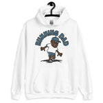 Running Brown Hair Dark Skin Tone Glasses Moustache Dad Hoodie