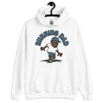 Running Brown Hair Dark Skin Tone No-Glasses Stubble Dad Hoodie