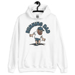 Running Brown Hair Light Skin Tone Glasses Beard Dad Hoodie