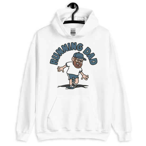 Running Brown Hair Light Skin Tone Glasses Beard Dad Hoodie