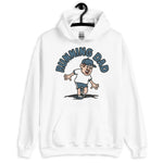 Running Brown Hair Light Skin Tone No-Glasses Moustache Dad Hoodie