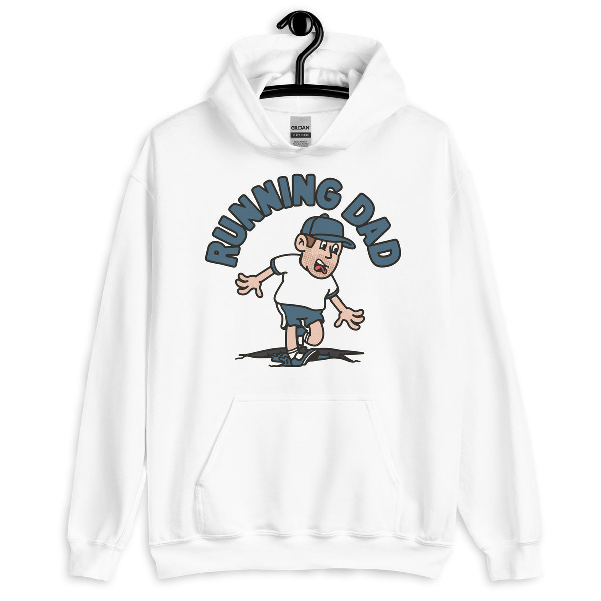 Running Brown Hair Light Skin Tone No-Glasses Stubble Dad Hoodie