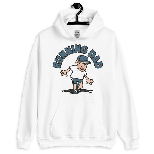 Running Brown Hair Light Skin Tone No-Glasses Stubble Dad Hoodie