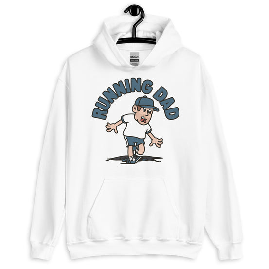 Running Brown Hair Light Skin Tone No-Glasses Stubble Dad Hoodie