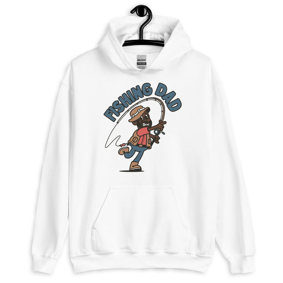 Fishing Black Hair Dark Skin Tone Glasses Beard Dad Hoodie