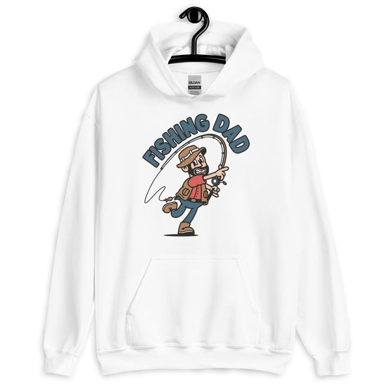 Fishing Black Hair Light Skin Tone No-Glasses Beard Dad Hoodie