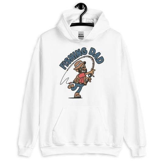 Fishing Black Hair Tan Skin Tone Glasses Beard Dad Hoodie