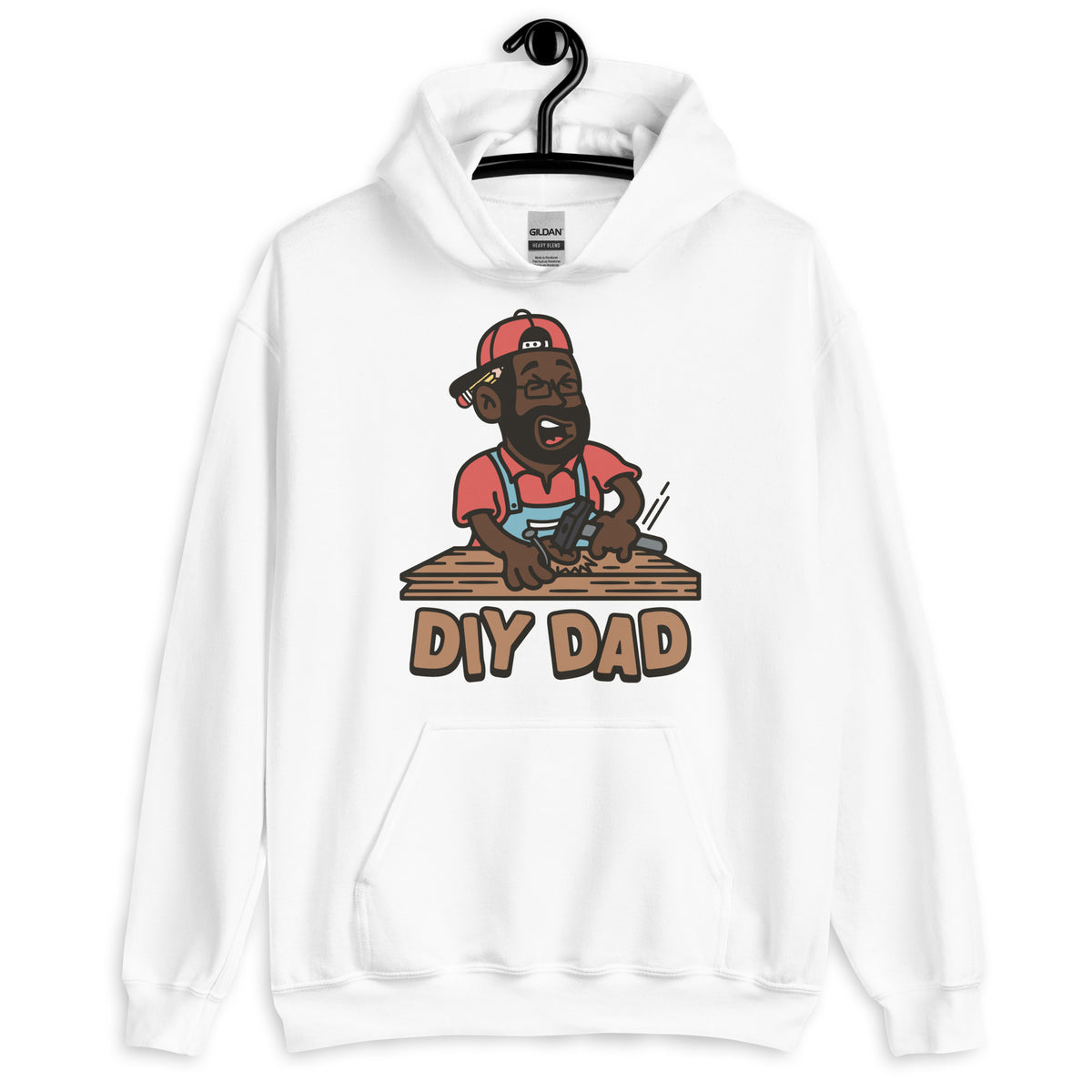 DIY Black Hair Dark Skin Tone Glasses Beard Dad Hoodie