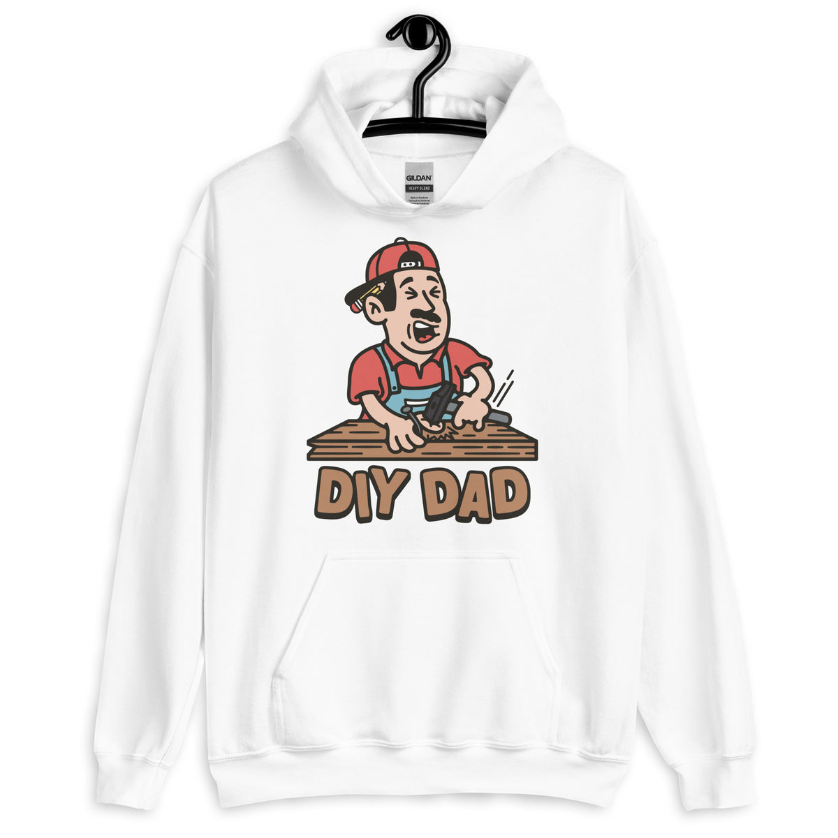 DIY Black Hair Light Skin Tone No-Glasses Moustache Dad Hoodie