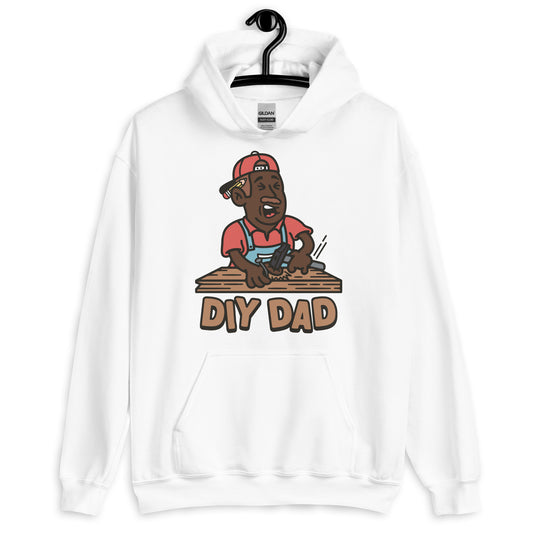 DIY Brown Hair Dark Skin Tone No-Glasses Moustache Dad Hoodie