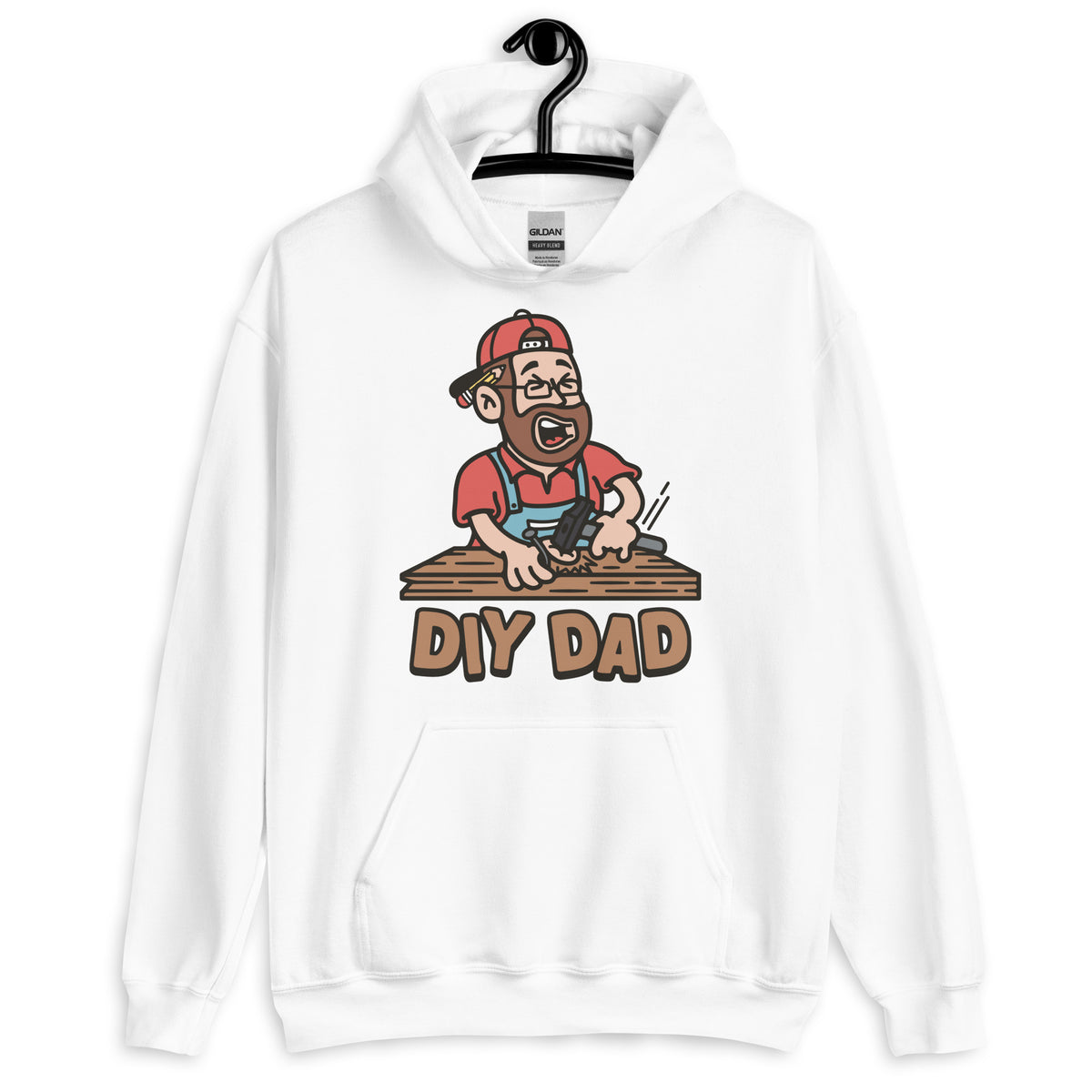 DIY Brown Hair Light Skin Tone Glasses Beard Dad Hoodie