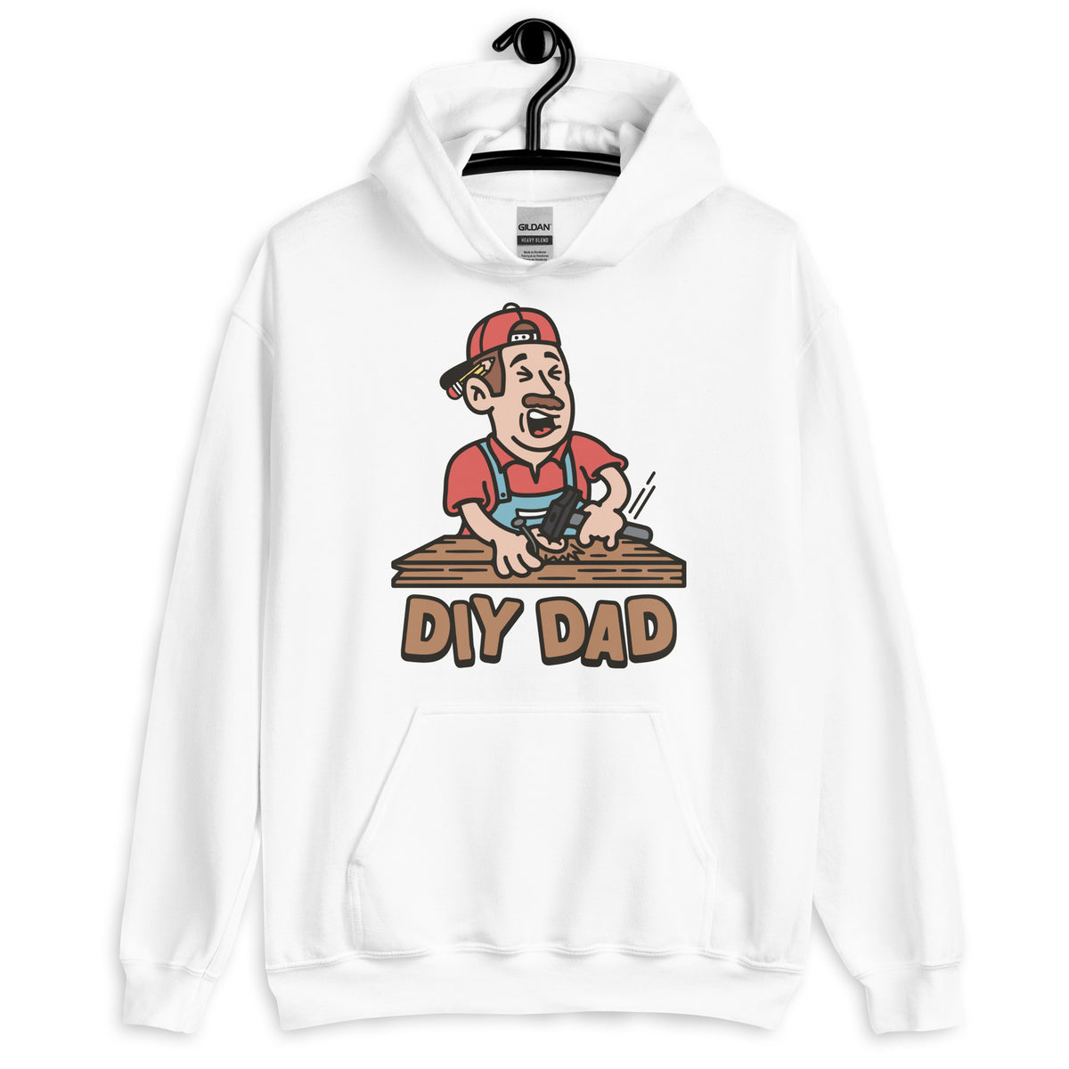 DIY Brown Hair Light Skin Tone No-Glasses Moustache Dad Hoodie