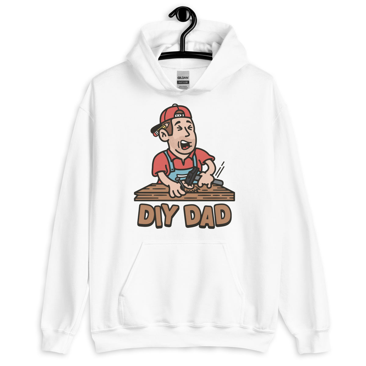 DIY Brown Hair Light Skin Tone No-Glasses Stubble Dad Hoodie